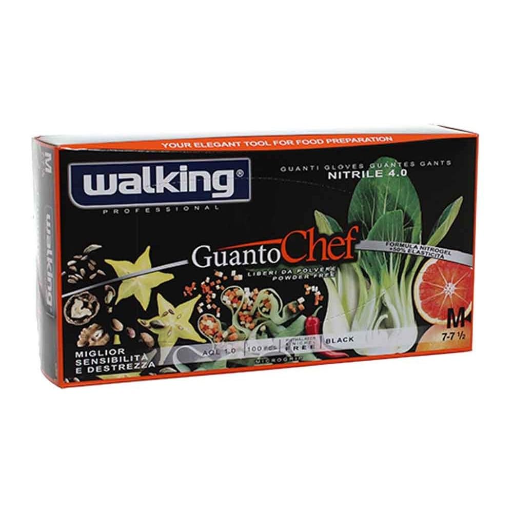 Generico WALKING GUANTI CHEF NERI IN NITRILE - PACCO DA 1000 PEZZI - | VARIE TAGLIE IN OFFERTA | 4 GRAMMI - USO PROFESSIONALE RISTORAZIONE FOOD CHEF ALIMENTARE ALIMENTI (M)