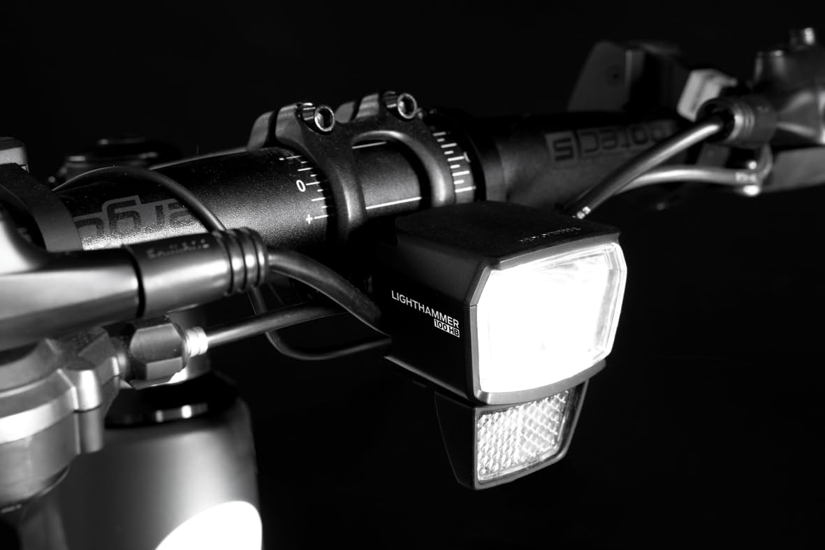 TRELOCK LS 890-HB Lighthammer 100 Lux E-Bike 12V Fahrradlicht – Inklusive Fernlicht-Schalter und Lenkerhalterungen – StVZO zugelassen