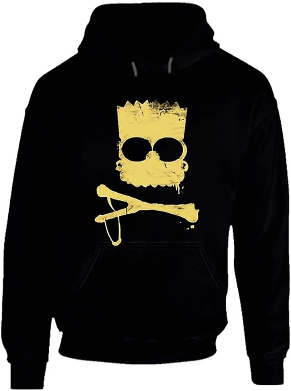 Bart Simpson Hoodie with Sling Shot Cool Cartoon Hoodies Black : Amazon ...