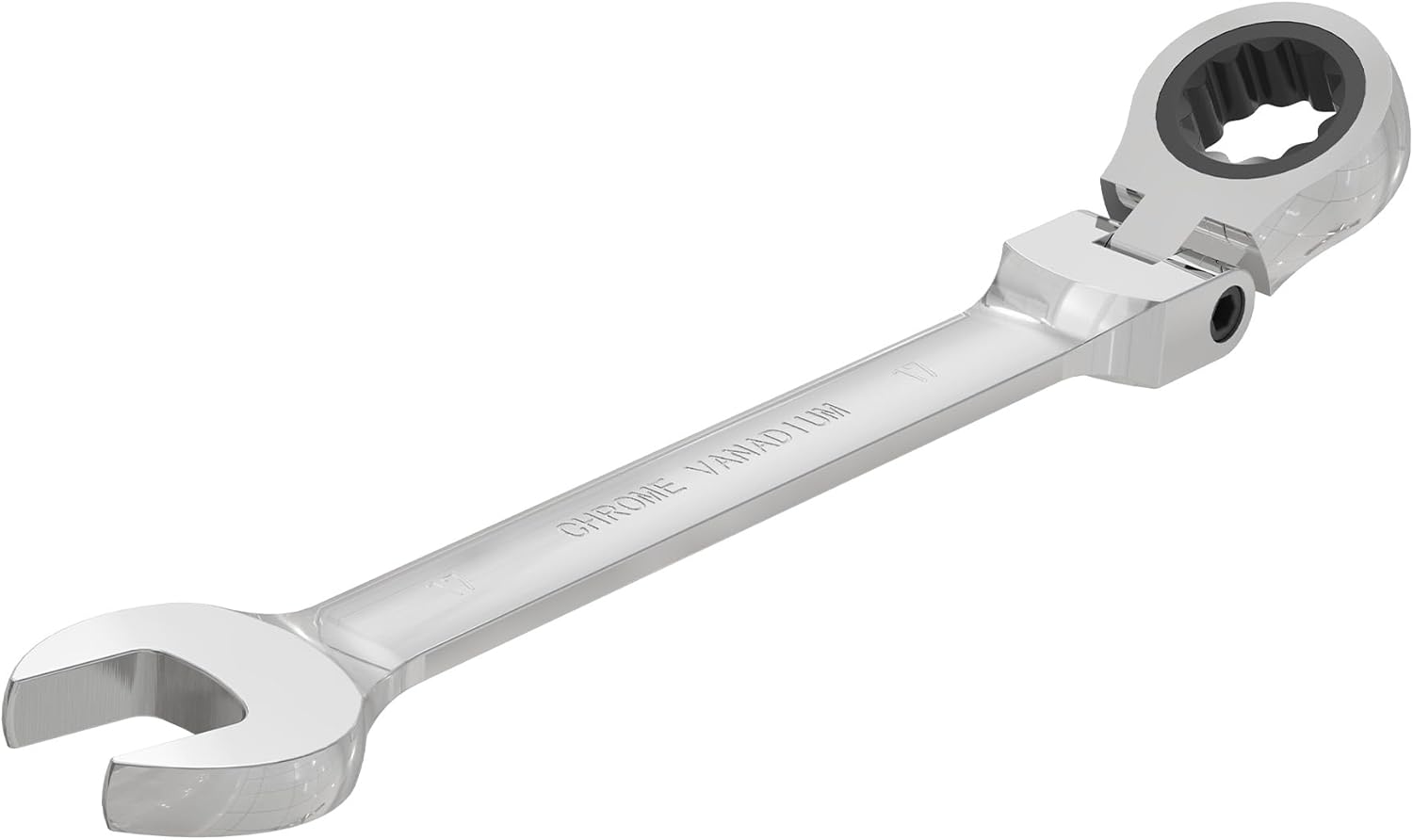 17mm Flex-Head Ratcheting Combination Wrench Metric 72 Teeth 12 Point Ratchet Box Ended and Open End Spanner Tools, Flexible Head Gear Wrench, Heat-Treated CR-V