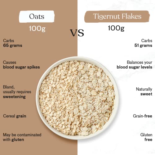 Strp’d Erdmandelflocken (400 g) | Gesunde Alternative Frühstückscerealien | Glutenfreie, nussfreie und getreidefreie Alternative zu Haferflocken | Ballaststoffreich | Vegan | Paläo | Natürlich süß