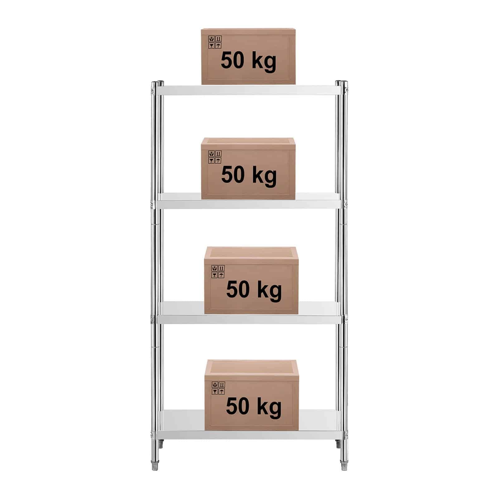Royal Catering RCER-9040 Étagère en INOX À Poser De Cuisine Professionnelle 4 Niveaux (Dimensions : 90 x 40 x 180 cm, Nombre de tablettes : 4, Capacité de 200 kg)