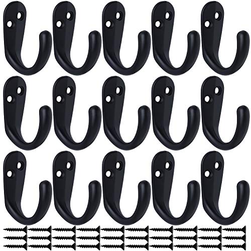 Ibosins 15Pcs Coat Hooks Wall Mounted Single Prong Robe Hook For Hanging Towel Hooks With 30 Screws For Bags, Hat, Cap, Scarf, Cup (Black) #TOP1