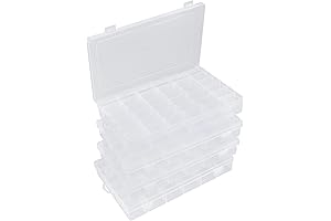 Hlotmeky Bead Organizer 36 Grids 4 Pack Clear Plastic Parts Organizer Box...
