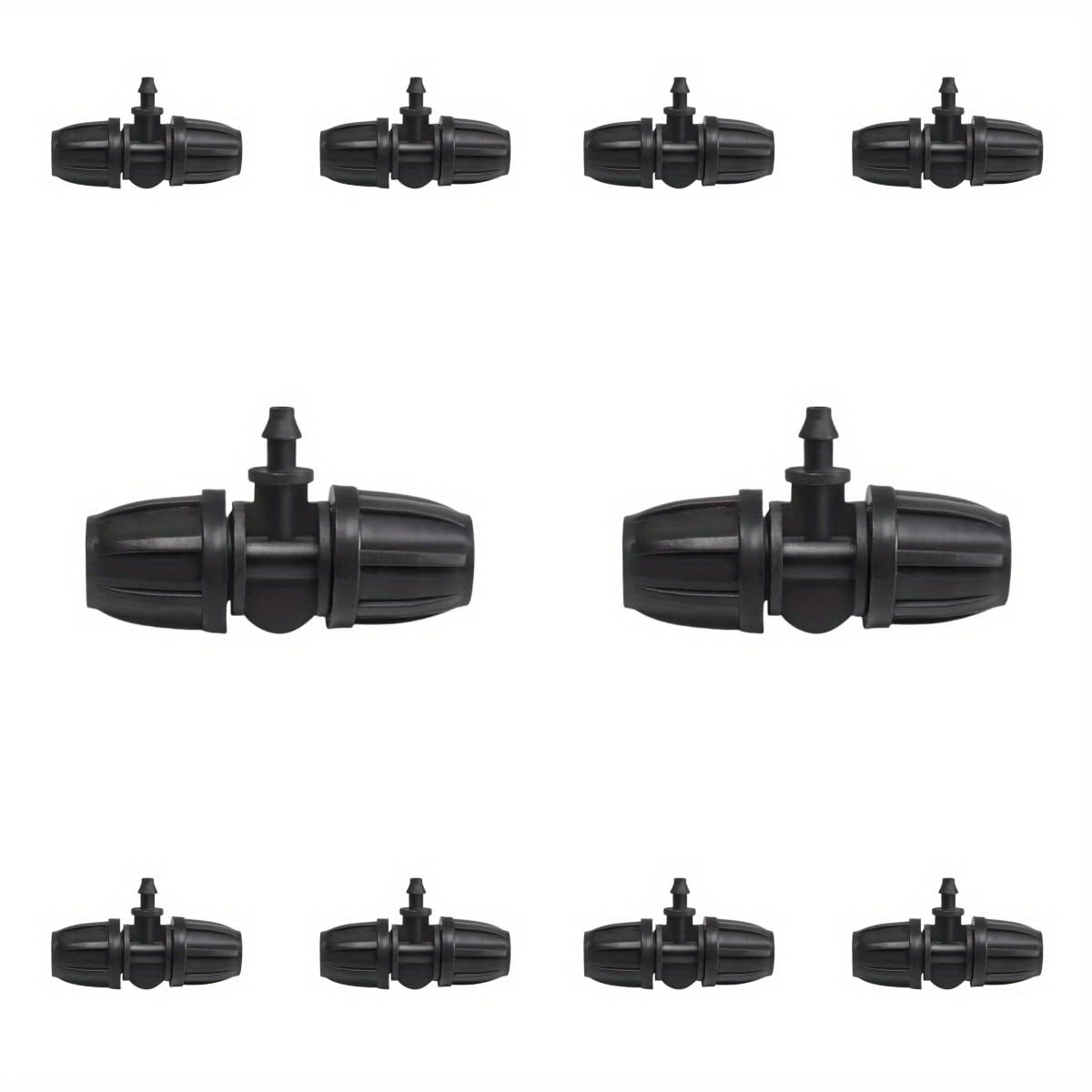 10PCS 5/16 Inch Irrigation Fittings Barbed Tee Connectors For (5/16" ID X0.43-0.47" OD) 11-12mm PE Drip Tubing Pipe Barbed Tee Connectors (BLACK)