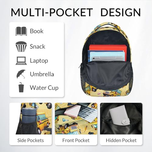 Image of Kid Backpack Boys - School Bus Backpacks Set for Toddler - 3Pcs Bookbag with Lunch Bag and Pencil Pouch - School Bag for Kindergarten /Preschool /Elementary (17 Inch)
