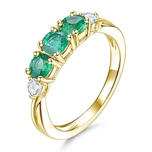 Created Colombian Emerald 14K Created Colombian Round Cut Emerald for Women 10K/14K/18K Gold Created Colombian Emerald Ring Wedding Band Luxury Jewelry for Women
