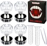EWPJDK Vampire Teeth 4 Sizes Halloween Decorations Party Cosplay Props 4 Pairs Vampire Fangs Fake Teeth with Adhesive Halloween White Favors Accessories Gift
