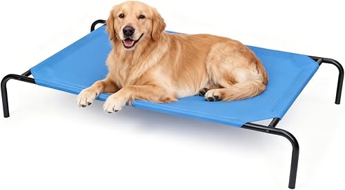 Cama elevada para perros grandes, cunas elevadas, para interiores y exteriores, hamaca impermeable para mascotas con malla transpirable lavable,