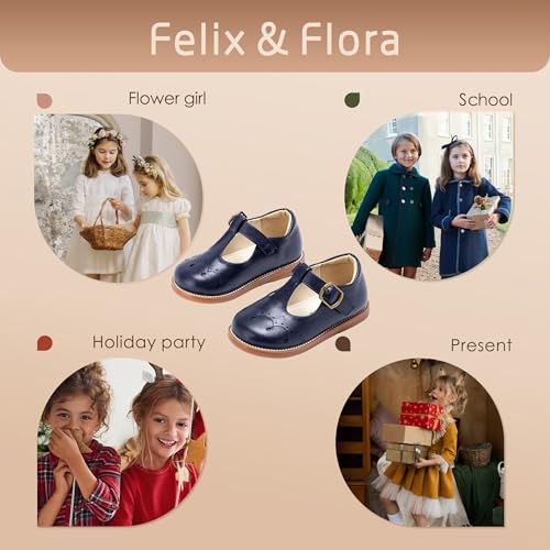 Image of Felix & Flora Toddler Girl Mary Jane Dress Shoes - School Oxford Flats for Girl Party Shoes.