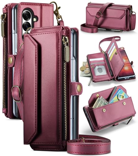 Étui portefeuille Samsung Galaxy Z Fold 7 Asuwish protection RFID et fente pour stylo