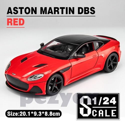 Image of 1:24 Alloy Die Cast Metal Car Scale Model Aston Martin Metal Diecast Car Pullback with Sound Light Toy Car for Kids Best Gifts Toys for Boys. (Red)