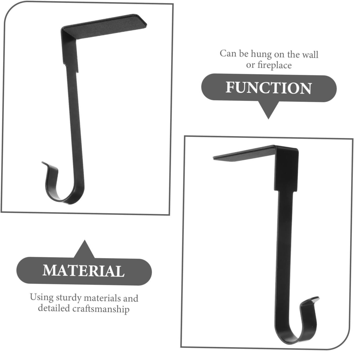 Cabilock Christmas Ornament Hook Shaped Hanger for Stockings Decorations Garland Strong Lightweight Easy to Install for Mantels Fireplaces