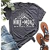 Hike-More-Worry-Less-Shirts-for-Women-Hiking-Shirt-Funny-Letter-Print-Tshirt-Short-Sleeve-Shirt-Gift-for-Hiker Hike More Worry Less Shirts for Women Hiking Shirt Funny Letter Print Tshirt Short Sleeve Shirt Gift for Hiker