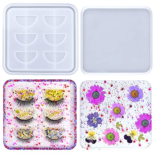 Palksky Resin Molds Silicone for Eyelash Holder, Epoxy Resin Molds for Eyelash Box, Silicone Mold for Epoxy Resin for Eyelash Holder with Lid