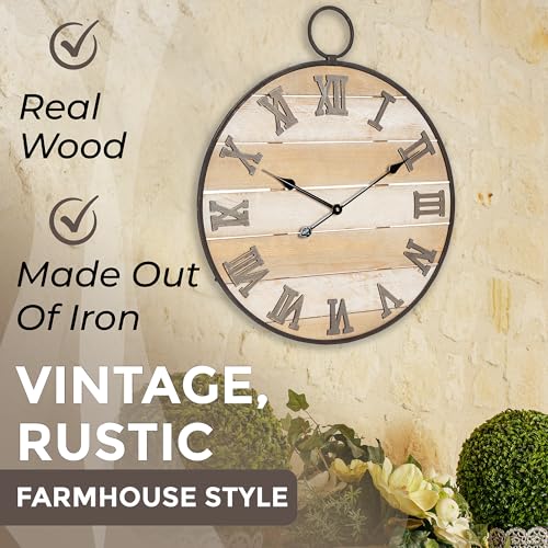 Large Real Wood Antique Farmhouse Clock