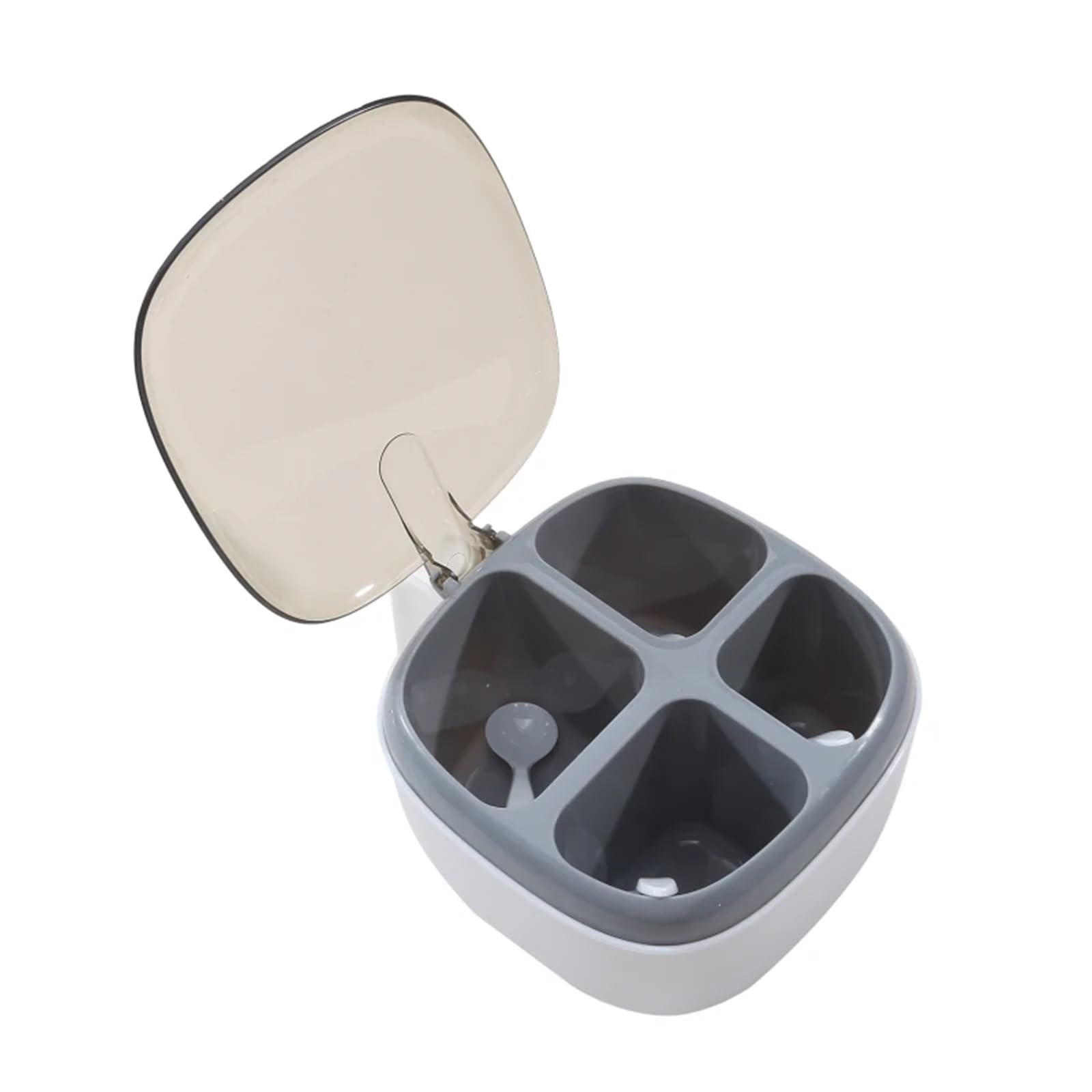 CNYUON Kitchen Salt Spice Jar Plastic Portable Combination Set 4-Grid Seasoning Box Container with Lid and Spoon(Grey)
