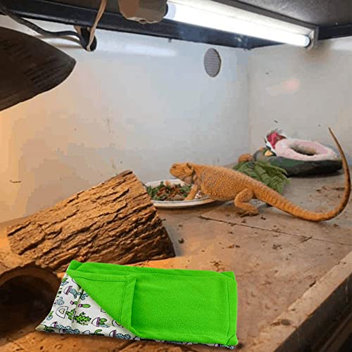 Dnoifne Reptile Sleeping Bag, Reptile Pets\' Sleeping Bag Set with Pillow and Blanket, Hideout Habitat with Soft Warm for Bearded Dragon Leopard Gecko Lizard (Green Blanket) - Thumbnail 2