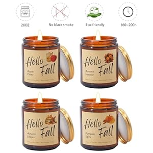 Lihome Fall Candles, Fall Decorations for Home - Fall Gifts for Women, Natural Soy Wax Scented Candles Set(4pcs) Lihome Fall Candles Fall Decorations for Home Fall Gifts for Women Natural Soy Wax Scented Candles Set4pcs