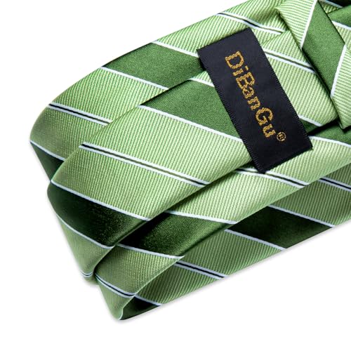 Image of DiBanGu Mens Tie Silk Plaid Striped Necktie and Pocket Square Cufflinks Tie Clip Set with Gift Box Formal Wedding Party