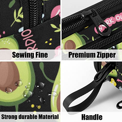Image of Fustylead Cute Avocado Pencil Pen Case Stationery Bag, 3 Compartments School College Office Desk Organizer Storage Pouch Makeup Bag for Teen Boys Girls Students