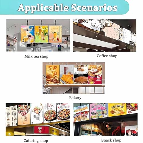 Panneau de Menu LED Commercial 3 pièces 30x40 avec Cadre en Aluminium - Caisson Lumineux publicitaire 3D Mural pour Restaurants, cafés et magasins - Affichage Horizontal Suspendu.