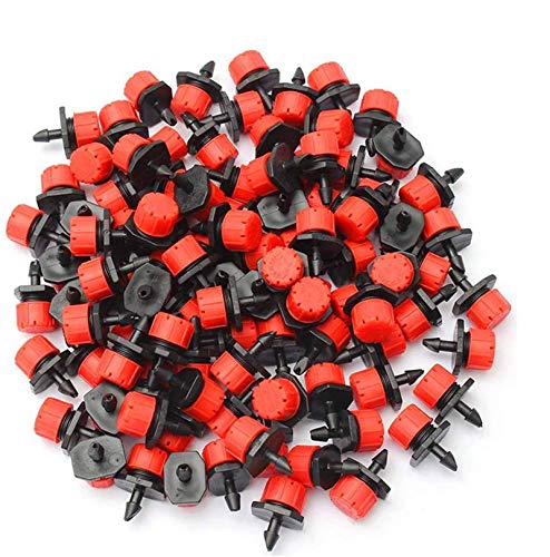 Kalolary 100Pcs 360 Degree Adjustable Irrigation Drippers Sprinklers 1/4 Inch Emitter Dripper Micro Drip Irrigation Sprinklers for Watering System