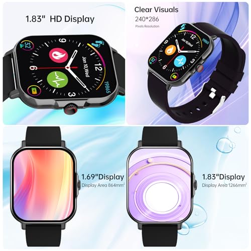 Image of SHKOD Watch1 Pro 1.83 inch HD Display Smart Watch with Bluetooth Calling, AI Voice Assistance, 100 Sports Modes IP67 Rating Fast Charging 240 * 286 Pixel High Resolution (Black)