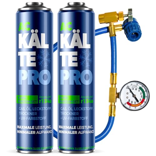 KÄLTEPRO Remplacement du gaz refrigerant R134a pour Clim Auto - Pack 5-en-1 Complet : Gaz, Huile,...