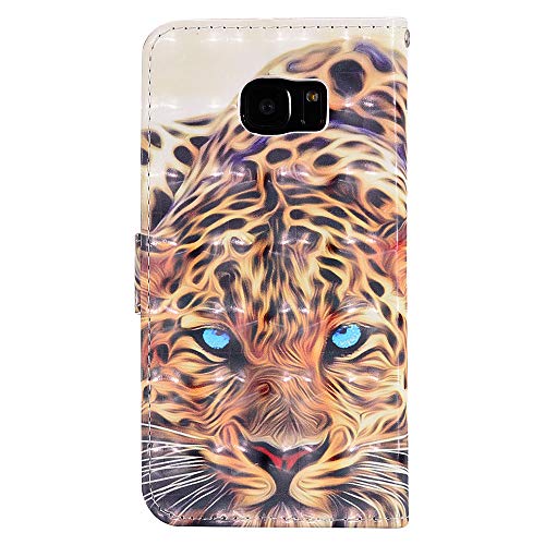 Isadenser Samsung Galaxy S7 Protection Case For Girls Women Case 3D Emboss Design Pu Leather [Wallet Stand] [Card Slot][Magnetic Clasp] Flip Case For Samsung Galaxy S7 3D Big Tiger Rx #TOP2