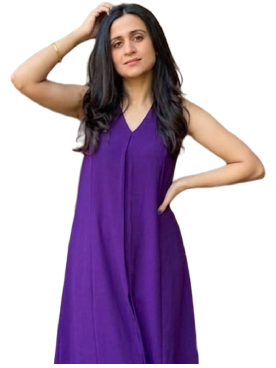 anni designer Women's Rayon Viscose Flared Solid Kurta with Pant | Sleeveless V-Neck Stylish Kurta Set for Women | Soft Breathable Fabric | Ethnic Wear for Office, Party & Daily Use-picture-51