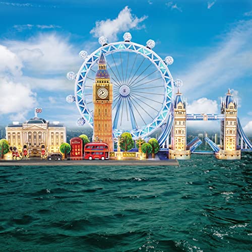3D Puzzle Kinder - London LED City Line | 3D Puzzle Erwachsene | Modellbausatz Erwachsene | Geschenk Für Kinder Ab 8 Jahre | 186 Stücke | DIY
