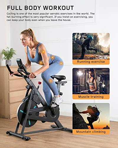 Stationary Bike with Magnetic Resistance Exercise Bikes Indoor Cycling Bike Fully Adjustable Comfortable Seat and Handlebar for Home Cardio Workout