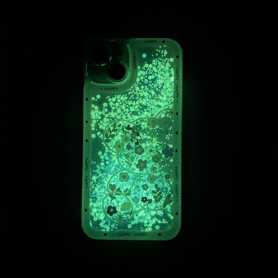 Image of PEEPERLY Back Cover Case for iPhone 15 Pro Scratch Resistant Anti-Slip TPU Shockproof Protective Durable Luminous Charming Floral Case for Girls & Women(Blue)