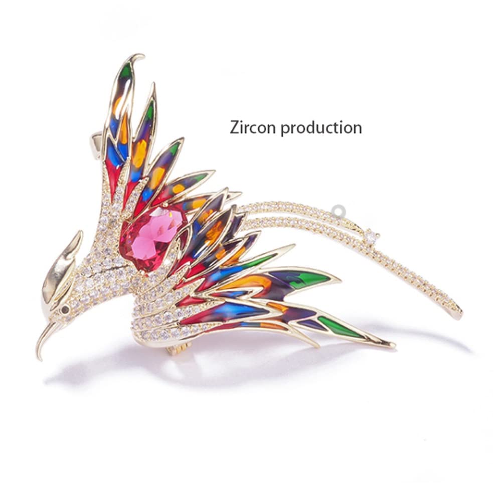 Rhinestone Pin Stainless Steel Phoenix Wings Brooch Pin - Men's Jewelry Accessory With Rhinestone Details Phoenix Tattoo Pin