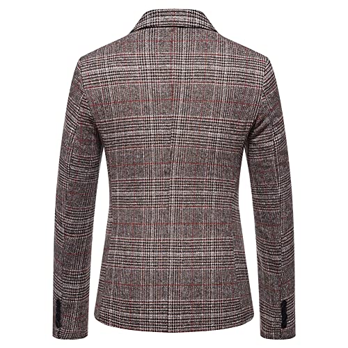 Mens Plaid Sport Coat One Button Tweed Blazer Slim Fit Lightweight Daily Wear3