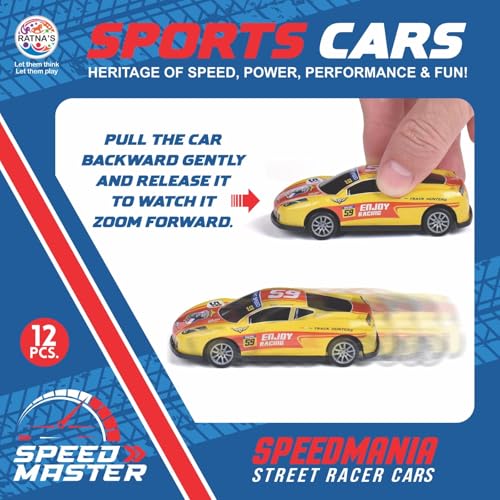 Image of RATNA'S Speed Master Sports Car for Kids 12 Pcs Set Pull Back Vehicles Racing Car for Kids for 2 Years+