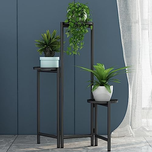 Genérico ASHILD Suporte para plantas de metal, suporte para vasos dobrável de 3 níveis, prateleira com escadas para interiores, exteriores, jardim, pátio, sala de estar, varanda, canto, tamanho único