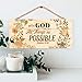 P. Graham Dunn with God All Things are Possible Floral Design 5 x 10 Wood Plank Design Hanging Sign