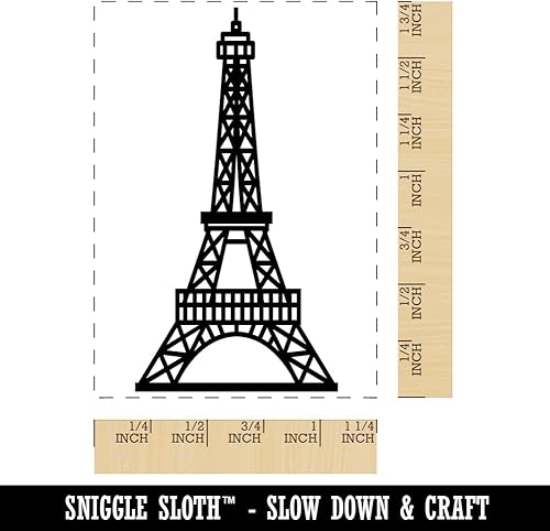 Miniatura 2 de Sello rectangular de goma de la Torre Eiffel París Francia para estampar manualidades, 1.7 pulgadas, pequeño