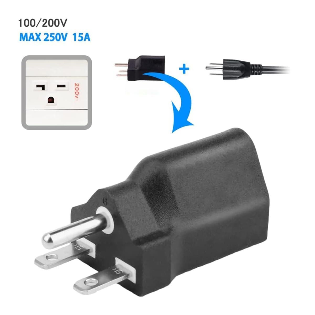 Amazon | Yirdapall 100V変換 15A 日本仕様200Vプラグ変換100V電源