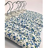 Florence Lilly Pack of 10 Quality Padded Clothes Hangers ~ Several Patterns to choose from .. (Beautiful Blue Flower)