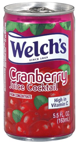 Welch's Juice Cocktail, Cranberry, 5.5 Ounce On the Go Cans (Pack of 48)