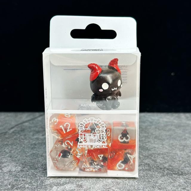 Sage's Portal Familiars Dice and Toy Set Combo Resin DND Dice Set Polyhedral Dice Set for Dungeons and Dragons RPG Pathfinder Tabletop TTRPG (Cutesy
