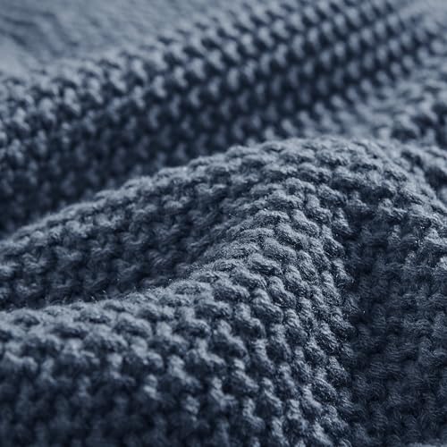 Image of Ink+Ivy Bree Knit Throw Blanket for Bed, Sofa, and Couch, Lightweight, Breathable, Soft & Cozy Summer Blanket, King (108 in x 90 in), Indigo