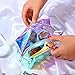 Boao 2 Pcs Clear Iridescent Holographic Makeup Bag Glitter Travel Cosmetic Pouches Toiletry Bag with Zipper Toiletry Organizer Case for Purse Diaper Beach Office Gift(Plain)