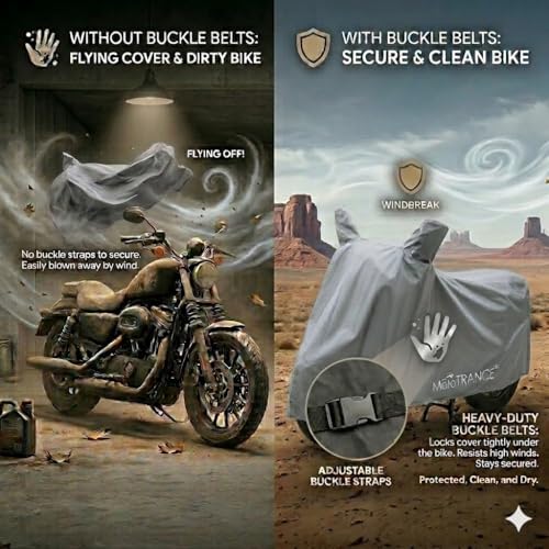 Image of Mototrance All Weather Protection Two Wheeler Cover for All Activa, Scooter, Scooty & Bikes Upto 150CC | Anti Dust, Water Resistant, Heat Resistant, Mirror Pocket Bike Body Cover | Solid Silver