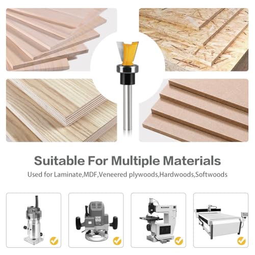 WSOOX 2PCS Schwalbenschwanz Fräser mit Lager 6mm Schaft Schwalbenschwanz Fräser Bohrersets Schwalbenschwanz Gemeinsame Fräser (2PCS 6mm Schaft)