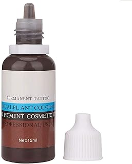 15ml/Bottle Eyebrow Lip Eyeliner Tattoo Plant Pigment Permanent Pigment Ink Makeup Tool Liquid Pigment Ink for Ombre Powder Brows Eyebrows and Lip Coloring(Dark Brown)