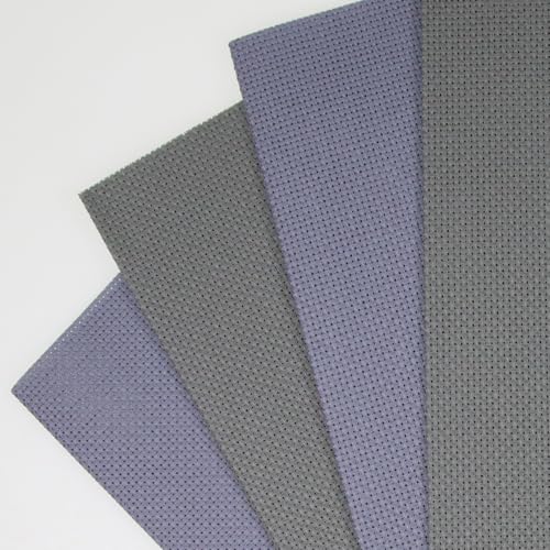 Image of KCS 4 pc of 12 inch x 18 inch(30cmx45cm) 14CT Counted Cotton Aida Cloth Cross Stitch Fabric (Light Steel Grey+Medium Grey)